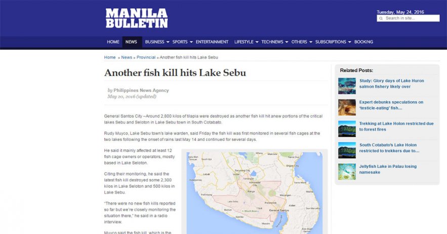 Another fish kill hits Lake Sebu - Mikdash HaMoshiach