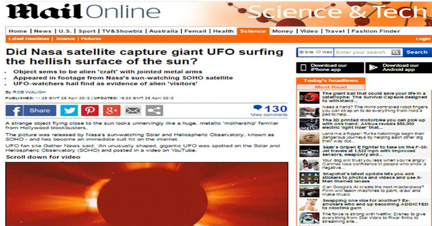 Did NASA Satellite Capture Giant UFO Surfing the hellish surface of the sun - Mikdash HaMoshiach