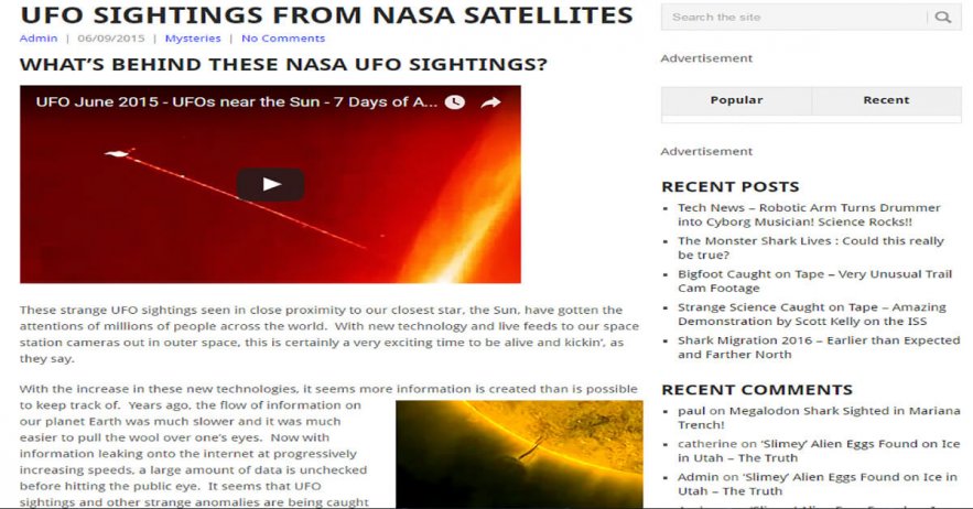 UFO Sightings from NASA Satellites - Mikdash HaMoshiach