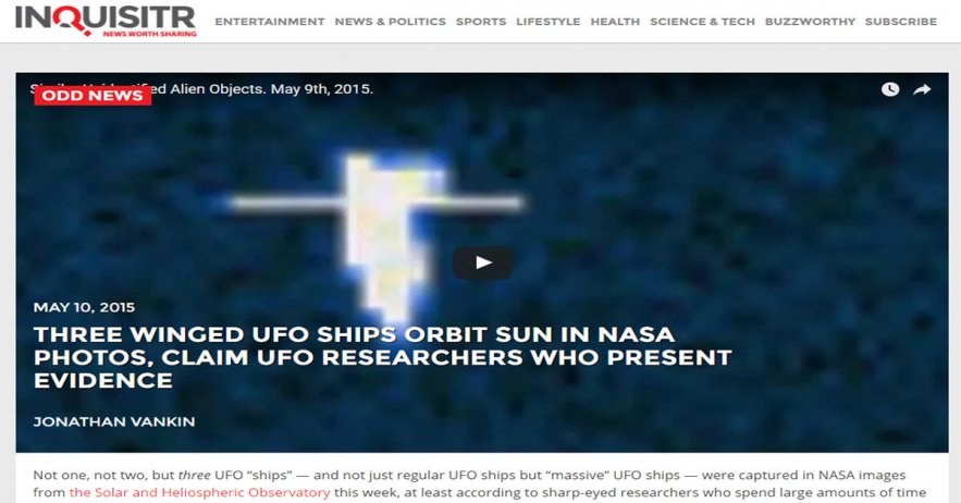Three Winged UFO Ships Orbit Sun in NASA Photos, Claim UFO Researchers - Mikdash HaMoshiach