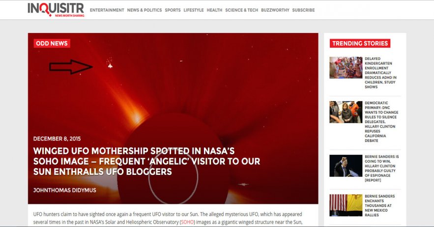 WINGED UFO MOTHERSHIP SPOTTED IN NASA’S SOHO IMAGE — FREQUENT ‘ANGELIC’ VISITOR TO OUR SUN ENTHRALLS UFO BLOGGERS - Temple of the Messiah
